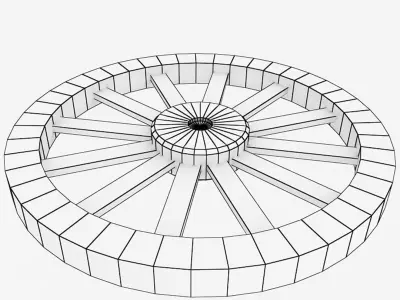 Old Wooden Wheel Low-poly 3D model