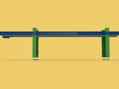 FACTORY INDUSTRIAL HORIZONTAL FLAT BELT CONVEYOR 3D model