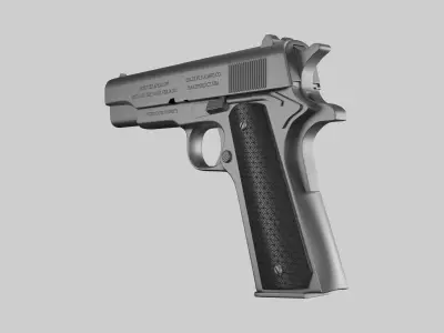 Colt M1911 Pistol Silver Low-poly 3D model