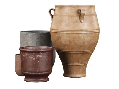 Outdoor Decorative Vases set  3D model