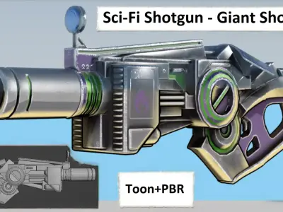 Sci-Fi Shotgun - Giant Shooter Low-poly 3D model
