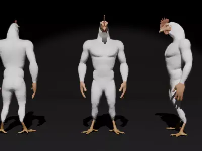 Chicken-Man Rigged and Textured Low-poly 3D model