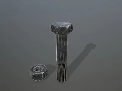 Bolts bolt and nut Low-poly 3D model shop