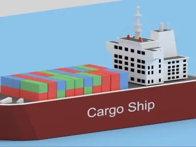 Low Poly Cargo ship Game Ready  Low-poly 3D model