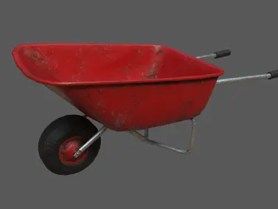 Red Wheelbarrow Low-poly 3D model