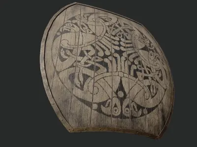 Slavic hybrid shield-painted black nordic symbol Low-poly 3D model