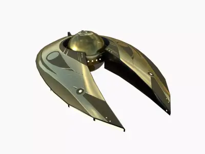 Alien Spaceship UFO I07 Gold - Sci Fi Spacecraft Design Low-poly 3D model