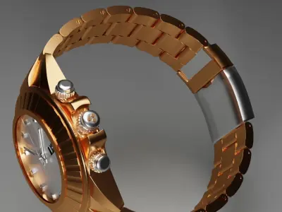 Golden watch Free 3D model