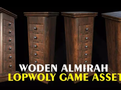 old wooden almira lowpoly game asset Low-poly 3D model