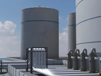 Liquefied Natural Gas Terminal with Gas Carrier Ship  purchase 3D model