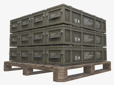 PBR Military Cargo Case 02 Low-poly 3D model