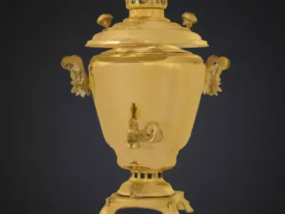 Vintage Gold Teapot Ornate Antique Style Kettle withClassicCharm 3D model