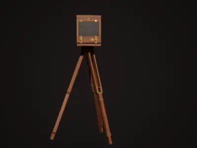 Vintage plate camera Low-poly 3D model