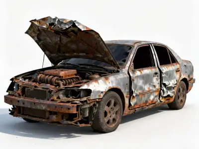 Wrecked Sedan 3D Model 3D Model Low-poly 3D model