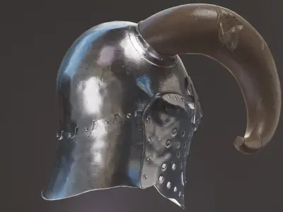 Tophelm horned helmet Low-poly 3D model
