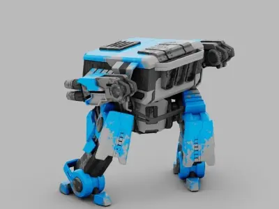 military robot  rigged character 3D model