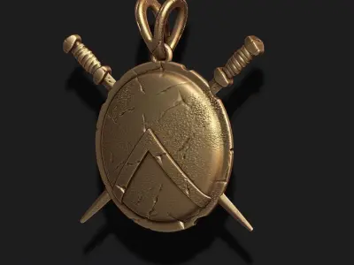 Spartan Shield Sword pendant 3D print model