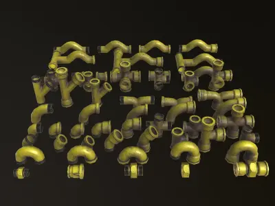 Pipe connections Low-poly 3D model purchase