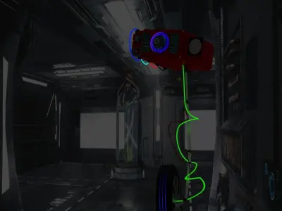 red steel robot with three modules 3D model