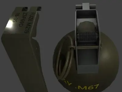 M67 Grenade Low-poly 3D model 2