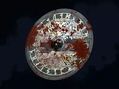 Viking shield 3 - Bloodied Relic Low-poly 3D model