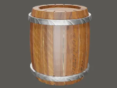 Barrel wooden Low-poly 3D model 5