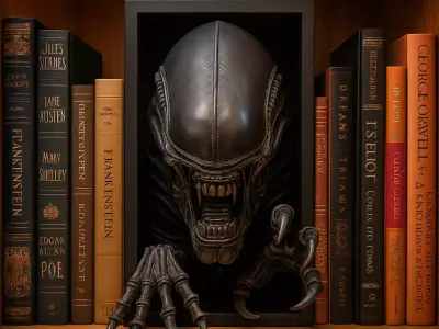 Sci-Fi Alien Book Nook 3D Model STL OBJ GLB Printable Bookshelf  3D print model