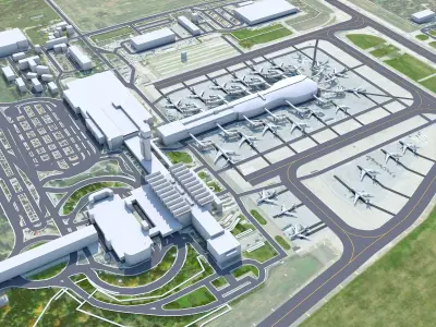 Bucharest Henri Coanda Airport 15km Low-poly 3D model