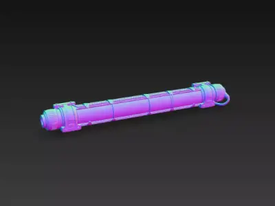 Sci-Fi Industrial Neon Tube Light- Broken Spark Version - PBR Low-poly 3D model