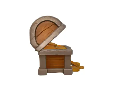 Open Wooden Treasure Chest Filled With Gold Coins 3D Model Low-poly 3D model