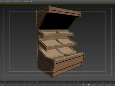 Shelf 3D model 6 wooden display case with shelves 3D model