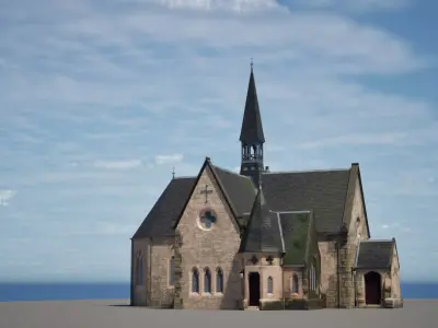 Victorian Modular Church Only For UE5 Low-poly 3D model