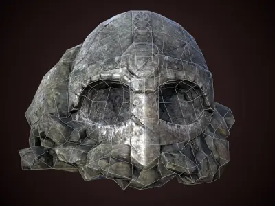 Statue helmet  Low-poly 3D model