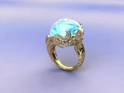 Ring Mermaid in Magerit style Free 3D print model