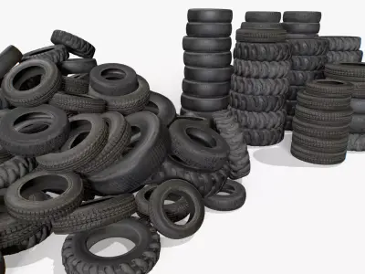 Tire Pile Junk Low-poly 3D model