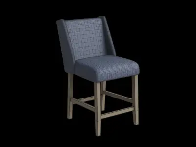 Blue Modern Counter Stool Low-poly 3D model