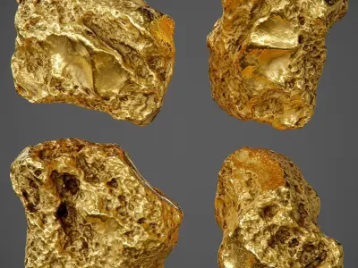 Gold Nugget - PBR Game-Ready Low-poly 3D model