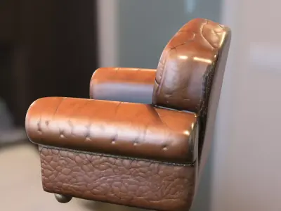 Classic Leather Armchair Low-poly 3D model
