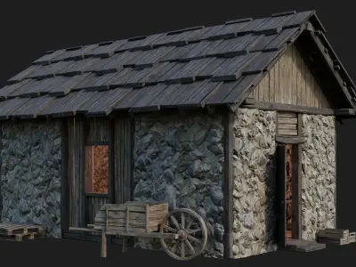 Old Medieval Building 4K Textures GameReady 125 Low-poly 3D model