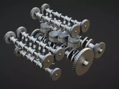 Engine Parts Low-poly 3D model