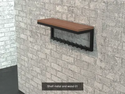 Shelf industrial metal and wood pack x8