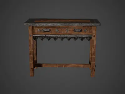 Old Wooden Antique Table Low Poly Game Ready Low-poly 3D model