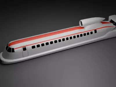Low Poly Aerotrain Game ready Vehicle FBX OBJ PBR STL Low-poly 3D model