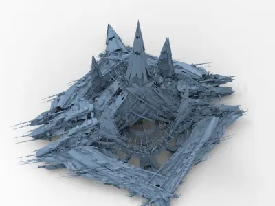 Cyberpunk magma oil rig 4 3D model