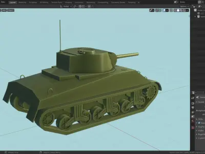 Sherman Tank Base Mesh Low-poly 3D model