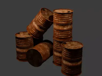Rusted Oil Barrel Low-poly 3D model
