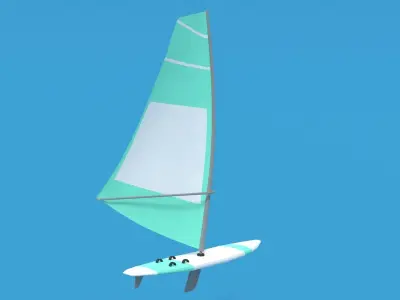 Low Poly Cartoon Windsurf Low-poly 3D model