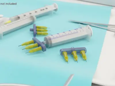 Multi Injector 3 Needles Straight Yellow 3D model