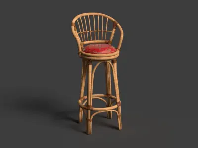 Chinese bamboo chair  Low-poly 3D model