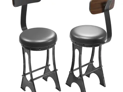 Bar stools in industrial style 3D Model Pack